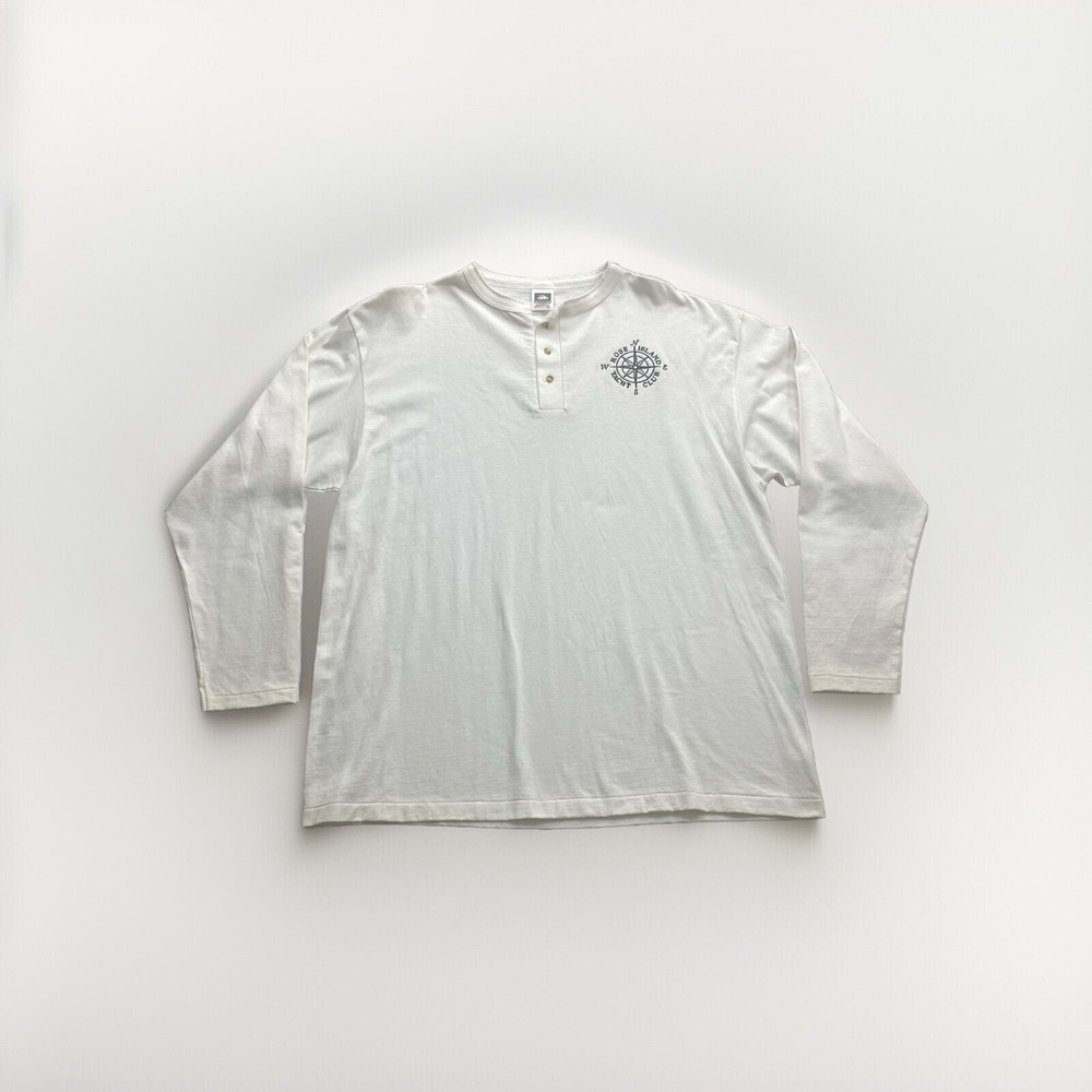 Yacht Club Henley Shirt Mens XL White/ Cream Rose Island Sailing